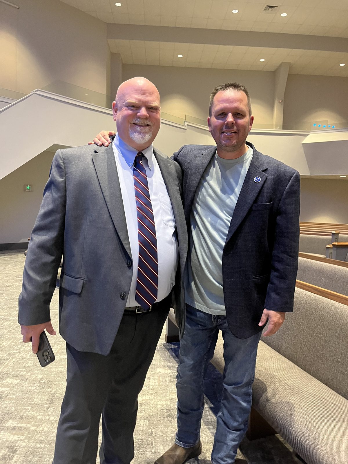 Jody Fuller with St. Clair County Schools Superintendent Rusty St. John at the Back-to-School Institute